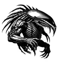 predator fighting alien tattoo design idea