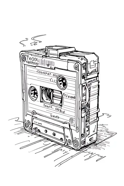 Old cassette tape tattoo design idea
