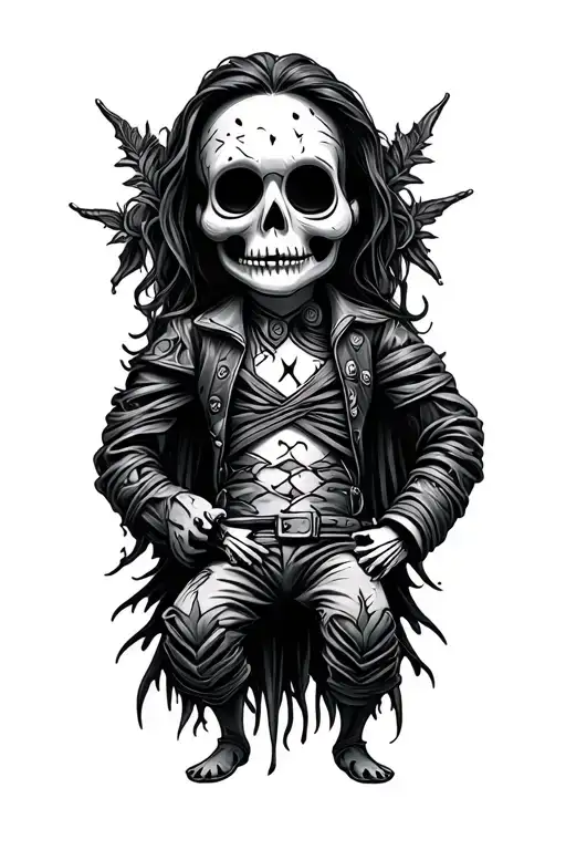 evel voodoo doll dead half alive tattoo design idea
