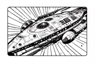 surreal space ship tattoo design idea