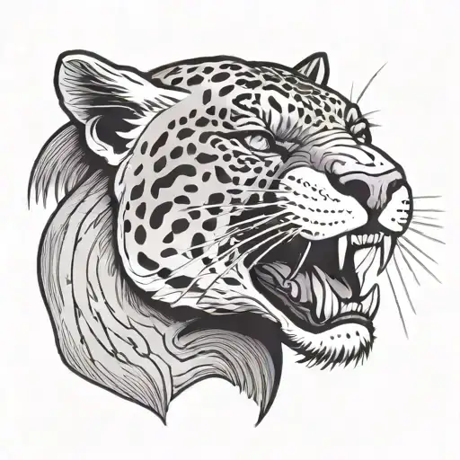 head of a purple panther hissing  tattoo design idea