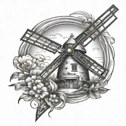 Windmill tattoo design idea