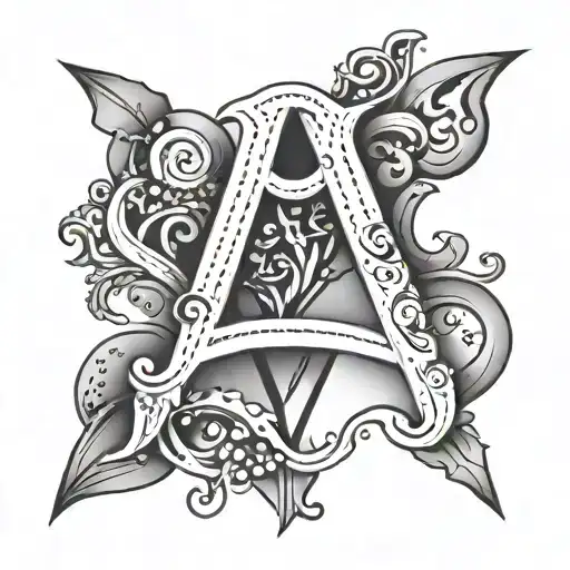 minimal drawing with letters m,s,v,l,d tattoo design idea