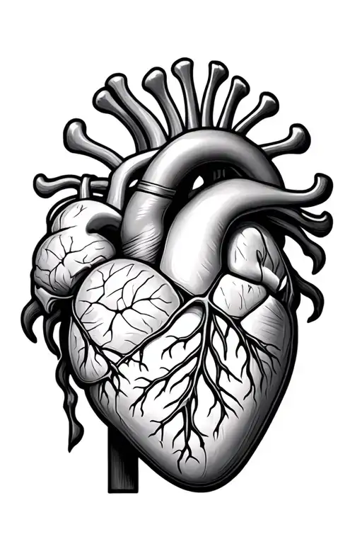a heart that has kabuki syndrome and the anatomy  tattoo design idea