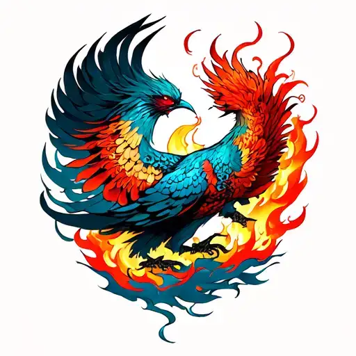 phoenix rising from the ashes tattoo design idea