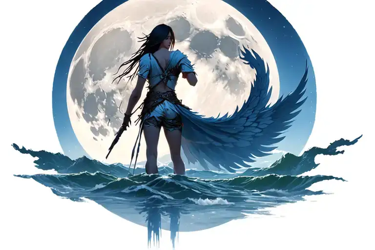 Including summon in the Final Fantasy X game and there is a full moon. tattoo design idea