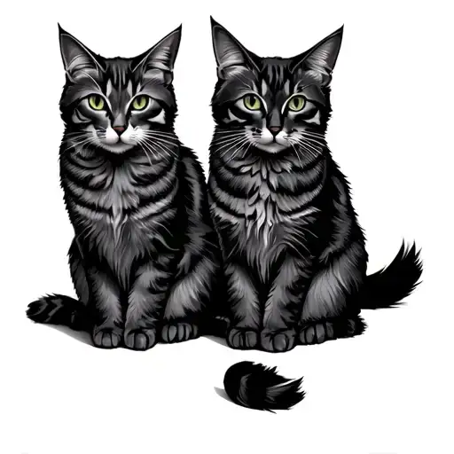 feral cats sitting tattoo design idea