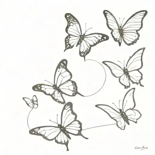 3 butterflys going down rib cage tattoo design idea