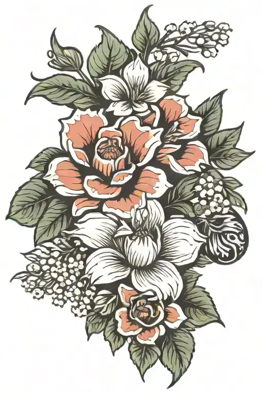 gap filler tattoo with flowers tattoo design idea
