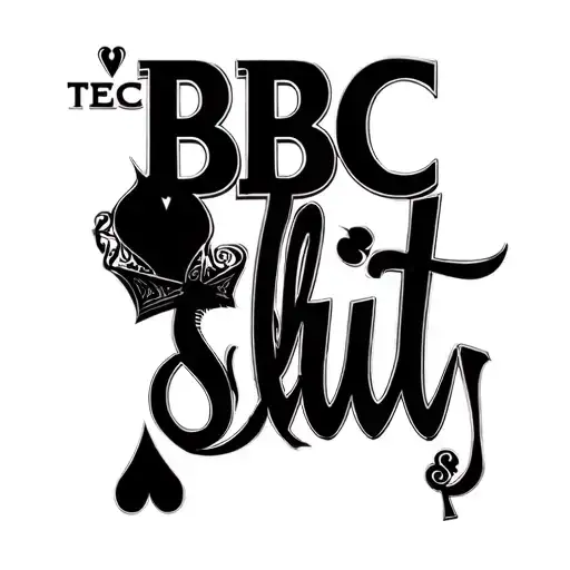 "BBC slut" spade and woman posing tattoo design idea
