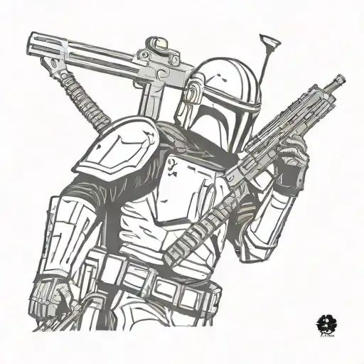 mandalorian holding a ak47 tattoo design idea