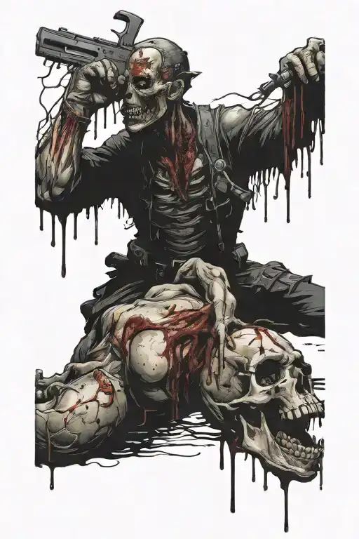 grimreap killing and dismembering his bloody victim tattoo design idea