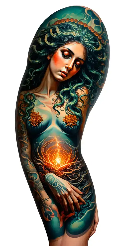 Medusa holding tattoo design idea