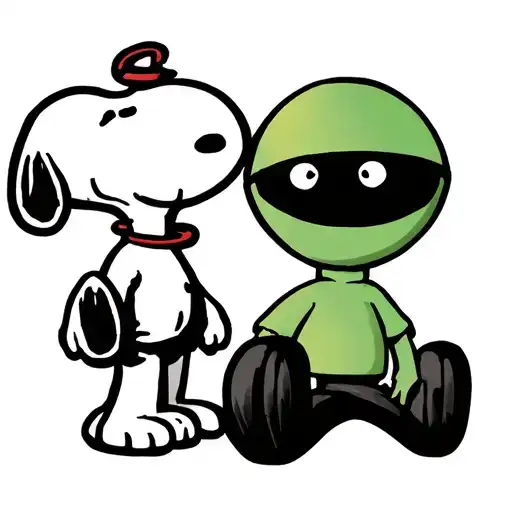 snoopy and marvin the martian tattoo design idea