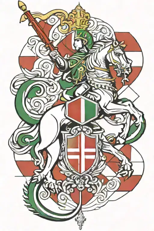 italian flag and st george flag with number 22, 16, 11 tattoo design idea