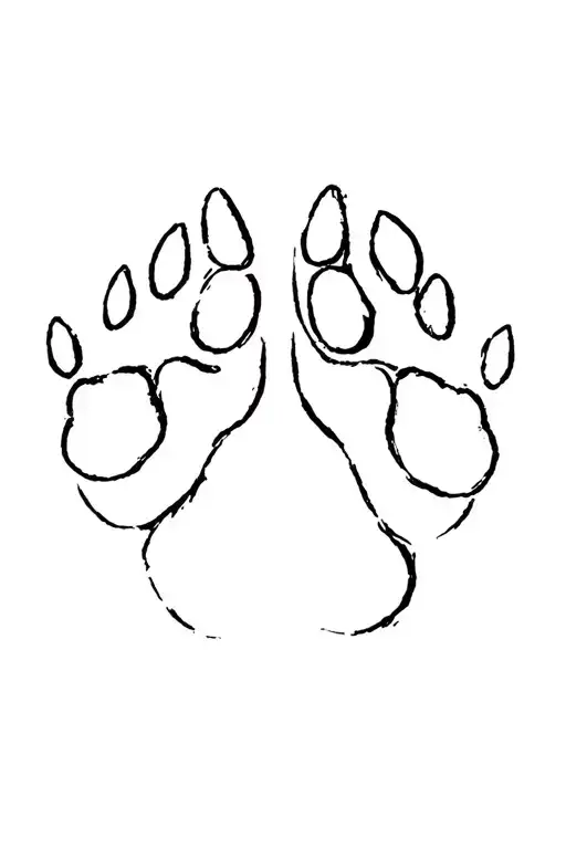 dog paw prints of two passed away.  tattoo design idea