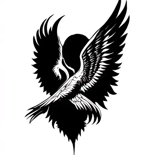 Tatoo,tribal, realistic, full-wing across back, in shoulder tattoo design idea