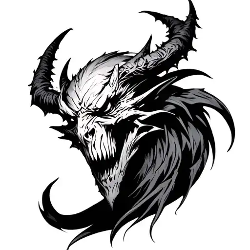 demon cyber siglism style tattoo design idea