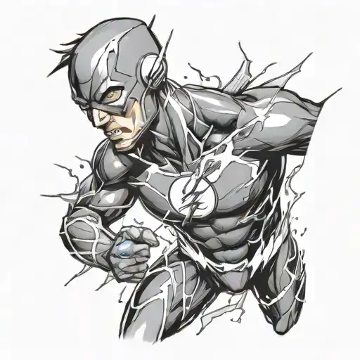 The flash with lighting coming all off his body tattoo design idea