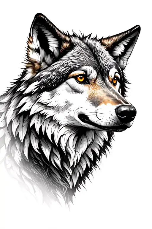 wolf looking forward tattoo design idea