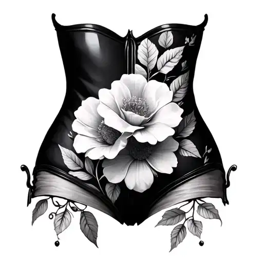 floral feminine sexy thigh to waist tattoo design idea