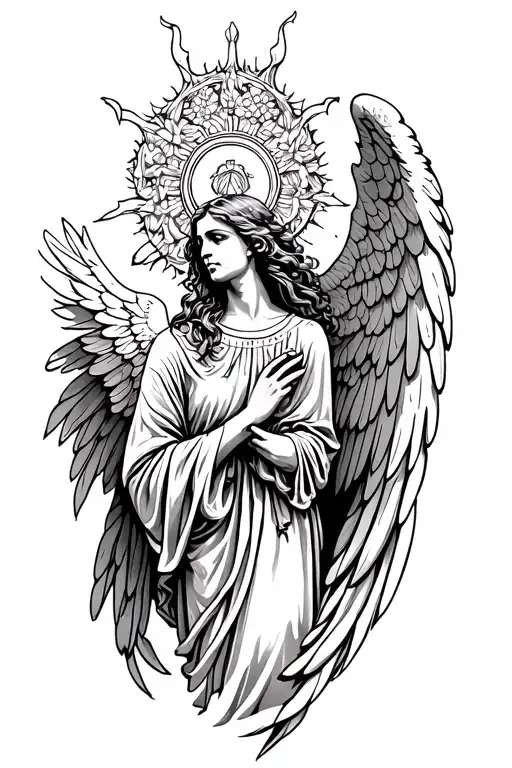 guardian angel protecting tattoo design idea