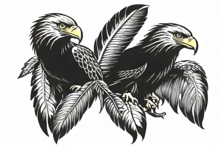 eagle feather with hidden bald eagle image inside for forarm tattoo design idea