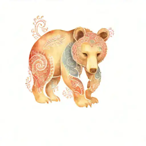 paisley bear tattoo design idea