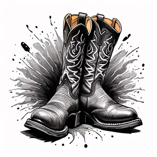 cowboy boot prints surrounding tattoo design idea