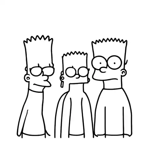 a tattoo for siblings of Bart, Lisa, and Maggie simpsons, but minimalist tattoo design idea