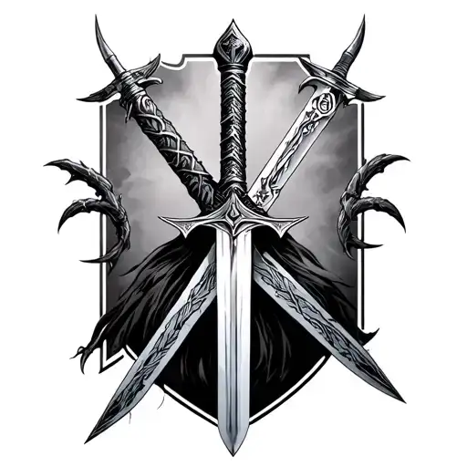 anduril sword+longclaw+witcher sword going tattoo design idea
