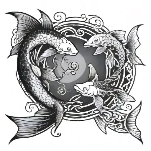 koi fish and shark yin yang symbol made tattoo design idea