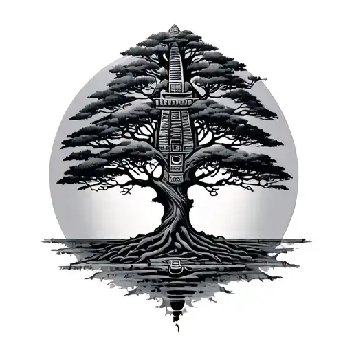 mayan tree tattoo design idea