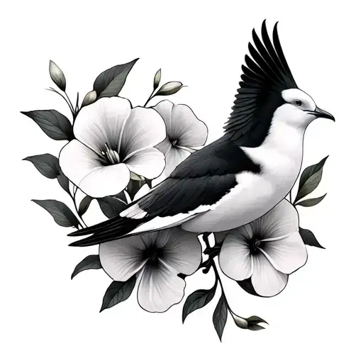 sweet pea flowers and silloutte of a seagull or 2 to to honor my 2 dads tattoo design idea