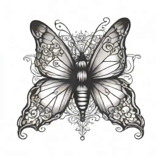 gothic butterfly fine line tattoo tattoo design idea