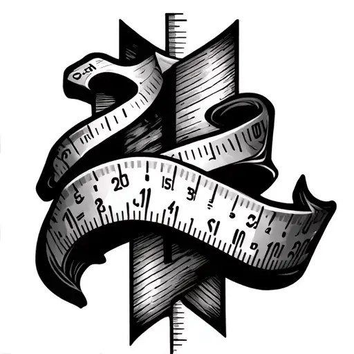Forearm ruler tattoo design with parallel lines and measurement numbers (like 5, 10, 15, 20) in a vertical or diagonals tattoo design idea
