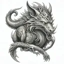 Dragon Wolf tattoo design idea