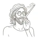 happy stoner hippy smoking a bong tattoo design idea