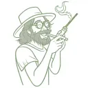 happy stoner hippy smoking a bong tattoo design idea