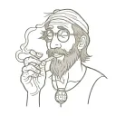 happy stoner hippy smoking a bong tattoo design idea