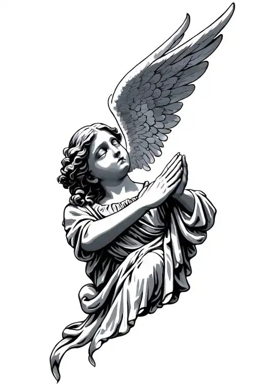 angel praying hands tattoo design idea