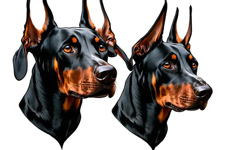 3 headed doberman tattoo design idea