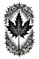 sun with maple leaf shaped like tattoo design idea