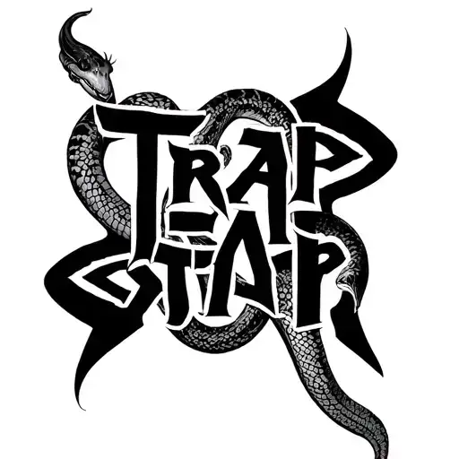 trapstar text with a snake around it tattoo design idea