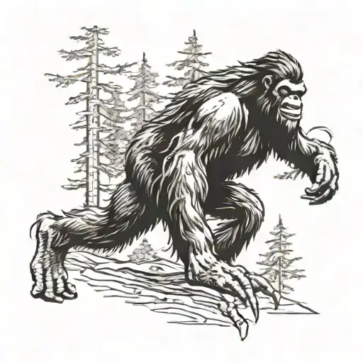 Bigfoot muscular tattoo design idea