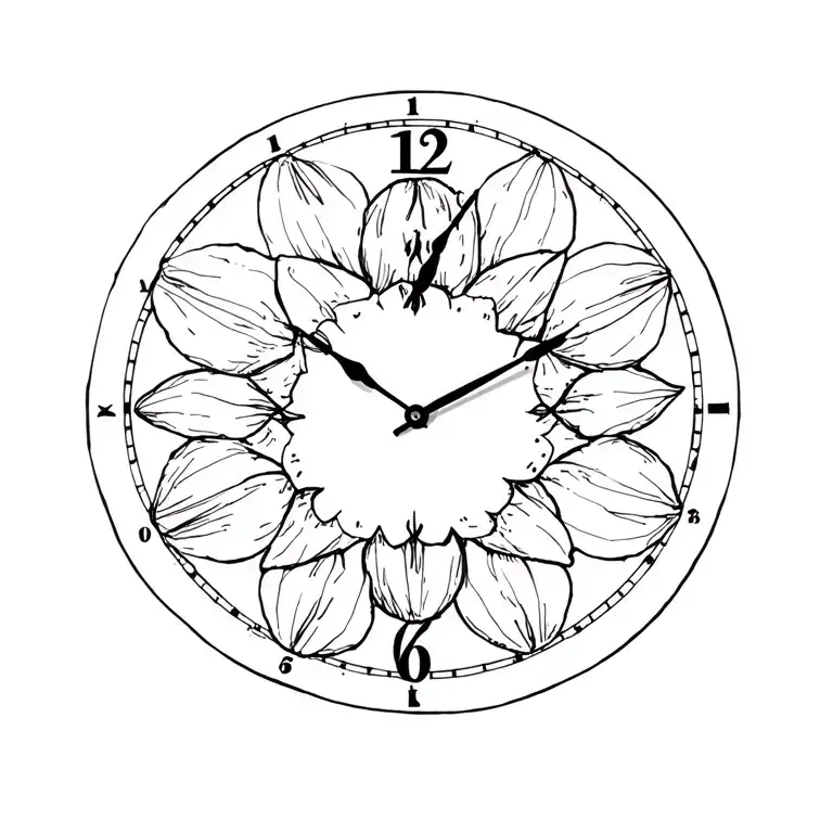 daffodil clock Aries Picses constellation intertwined tattoo design idea