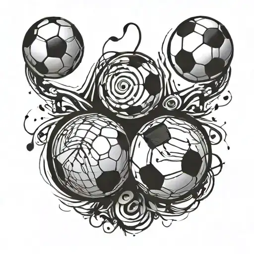 A tattoo design combining music notes and soccer balls to represent your love for music and soccer tattoo design idea