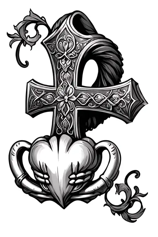 claddagh cross tattoo design idea