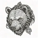 head angry bear chain  tattoo design idea