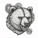 head angry bear chain  tattoo design idea